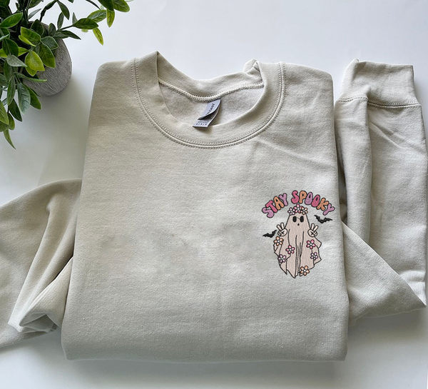 Spooky  Season Sweatshirt, Embroidered Autumn Shirt, Embroidered Shirt, Pumpkin Spice, Happy Fall Y'All, Thanksgiving Shirt, Fall Sweatshirt