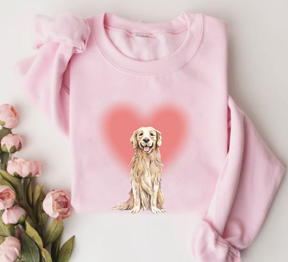 Valentine's Day Golden Retriever Sweatshirt, Dog mom Shirt