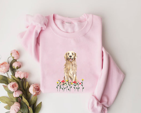 Spring flower Golden Retriever Sweatshirt, Dog mom Shirt