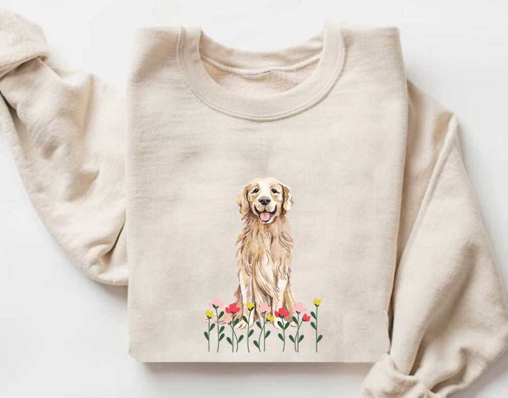 Spring flower Golden Retriever Sweatshirt, Dog mom Shirt