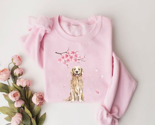 Cherry blossoms Golden Retriever Sweatshirt, Dog mom Shirt