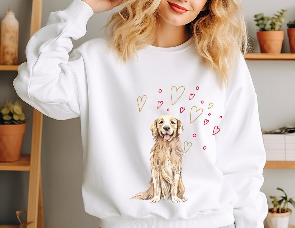 Valentine's Day Golden Retriever Sweatshirt, Dog mom Shirt