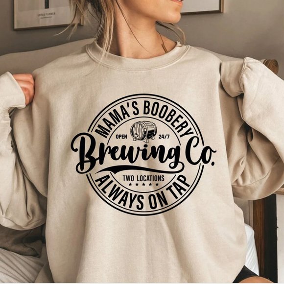 Brewing Co Sweatshirt, Funny Breast Feeding Crewneck Sweatshirt, Mama's Boobery Pullover, New Mom Sweatshirt, Mother's Day Sweatshirt