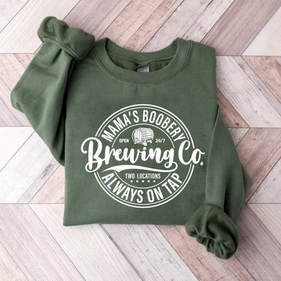 Brewing Co Sweatshirt, Funny Breast Feeding Crewneck Sweatshirt, Mama's Boobery Pullover, New Mom Sweatshirt, Mother's Day Sweatshirt