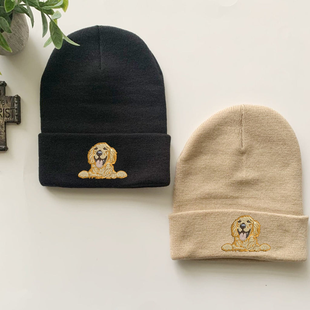 Personalized Golden Retriever Dog Embroidered Beanies, Custom Beanie, Embroidery Cap, Winter Hat , Winter cap, Cuffed Beanie