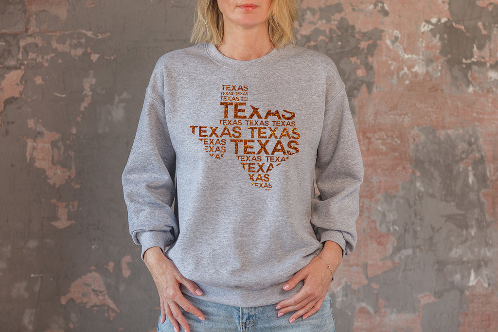 Glitter TEXAS Sweatshirt, Trendy Preppy Sweatshirt, Aesthetic College Crewneck, Oversized Minimalist Sweater,  Texas Shirt,Game Day Shirt