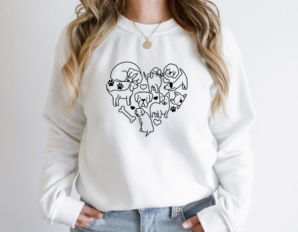 Dog Doodle Heart Sweatshirt, Mom Sweater, Mama Sweater, Crewneck Sweater, Gift for Her/