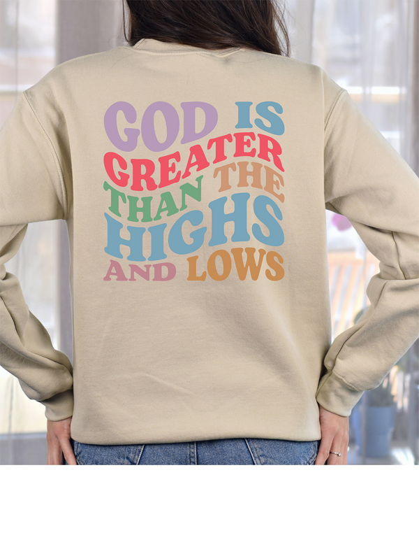 God is Greater Sweatshirt, Christian Sweatshirt, Christian Gift Crewneck, Christian Apparel, Faith Sweatshirts/Hoodies