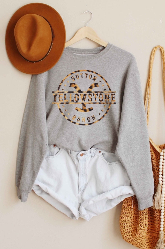 LEOPARD YELLOWSTONE SWEATSHIRT/ Yelloestone ﻿Crewneck Sweatshirt