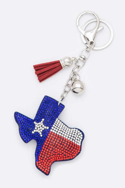 Crystal Texas Map Pillow Key Chain