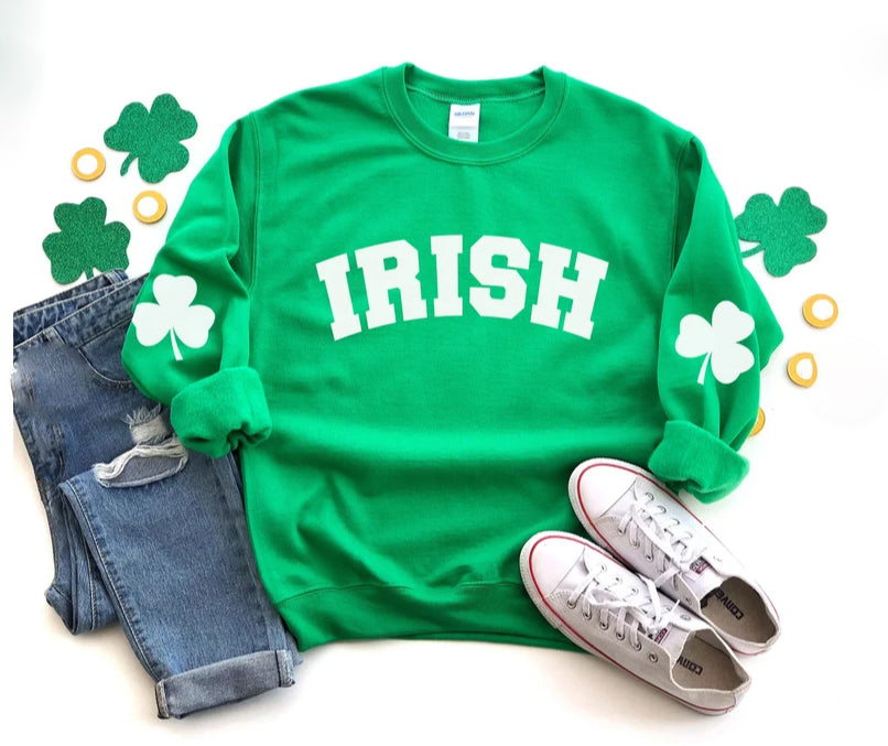 St. Patricks Day Sweatshirt - Irish Sweatshirt - Shamrock Elbow Patch Sweatshirt - St Pattys Sweatshirt - St Patricks Day Outfit -
