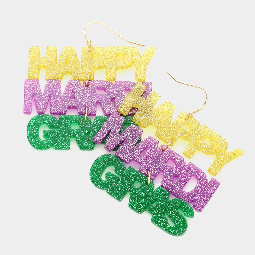 Mardi Gras Theme bead earrings