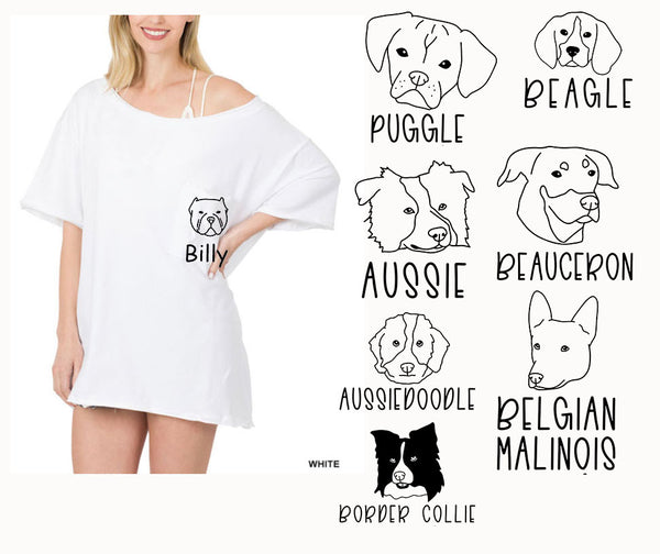 Personalized Dog Face tshirt, Dog Shirt, Custom Dog Name Tee, Personalized Dog Shirt, Dog Lovers Shirt, Dog Dad Shirt, Dog Mama Tee