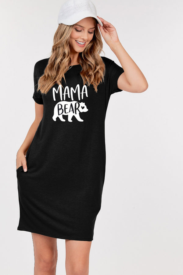 Mama bear Short Sleeve Round Neck Dress/MAMA