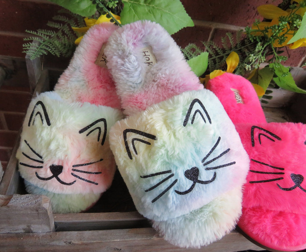 Cat mom Slippers / Fur slide /Cat mom furry shoes  rainbow slide shoes/pink furr
