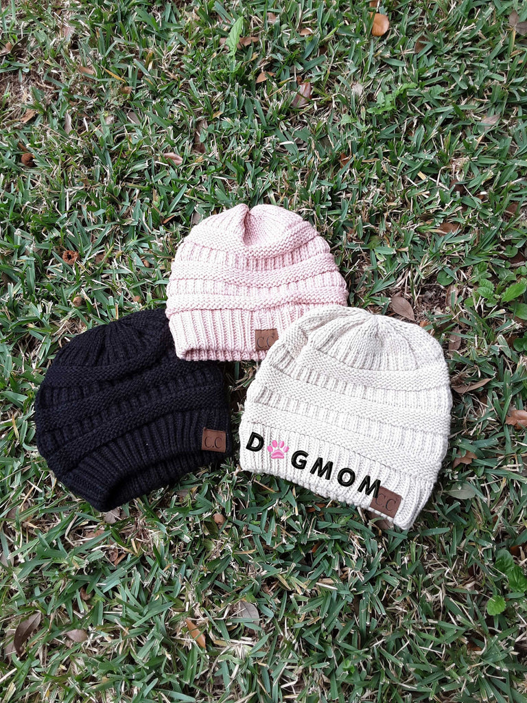 Personalized Embroidery DOG MOM  Cable Knit Beanie Beanie, Personalized Beanie,
