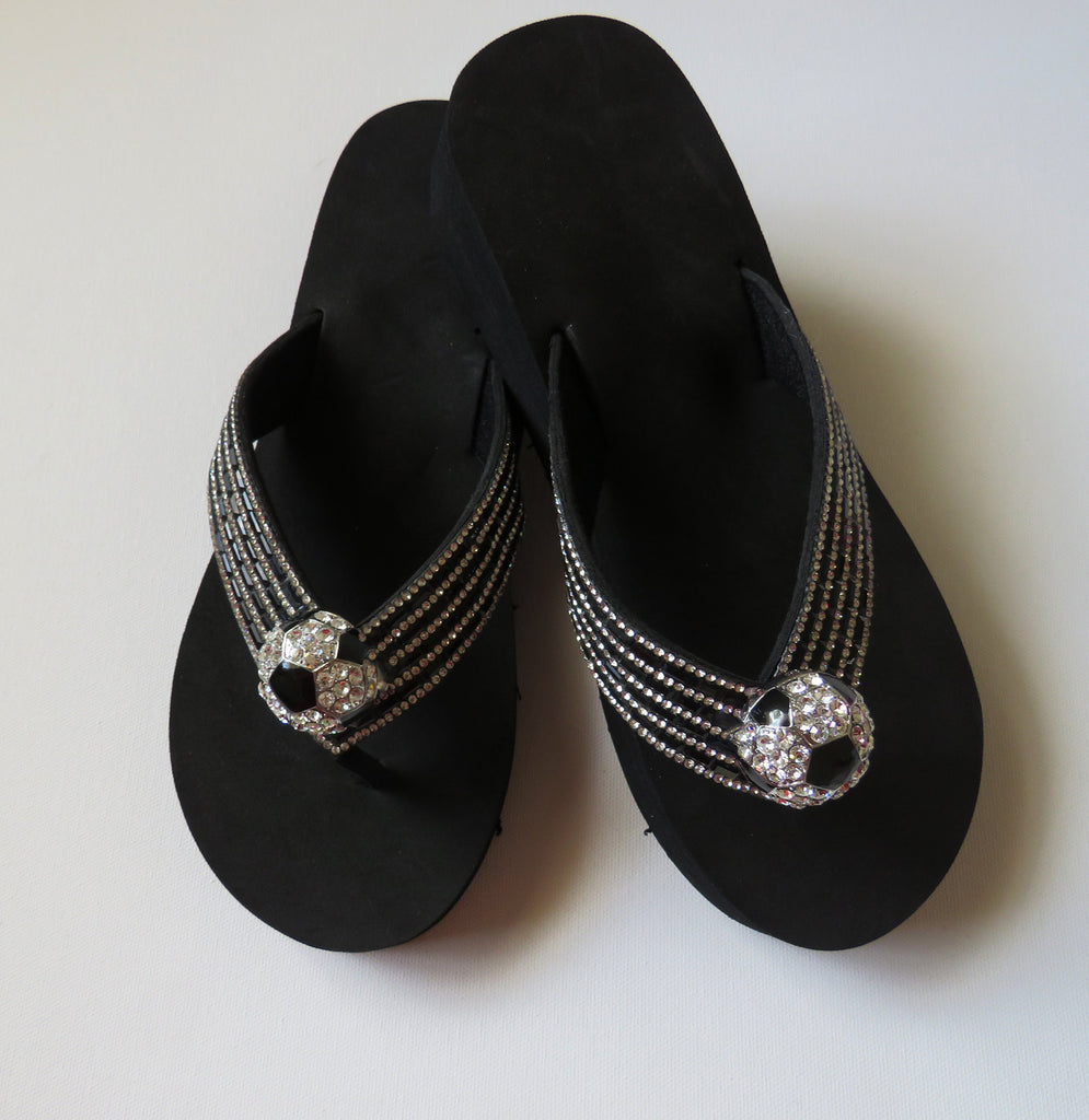 Women Flip Flop shoes /soccer  Slippers/ soccer  Bling Rhinestone Sandals