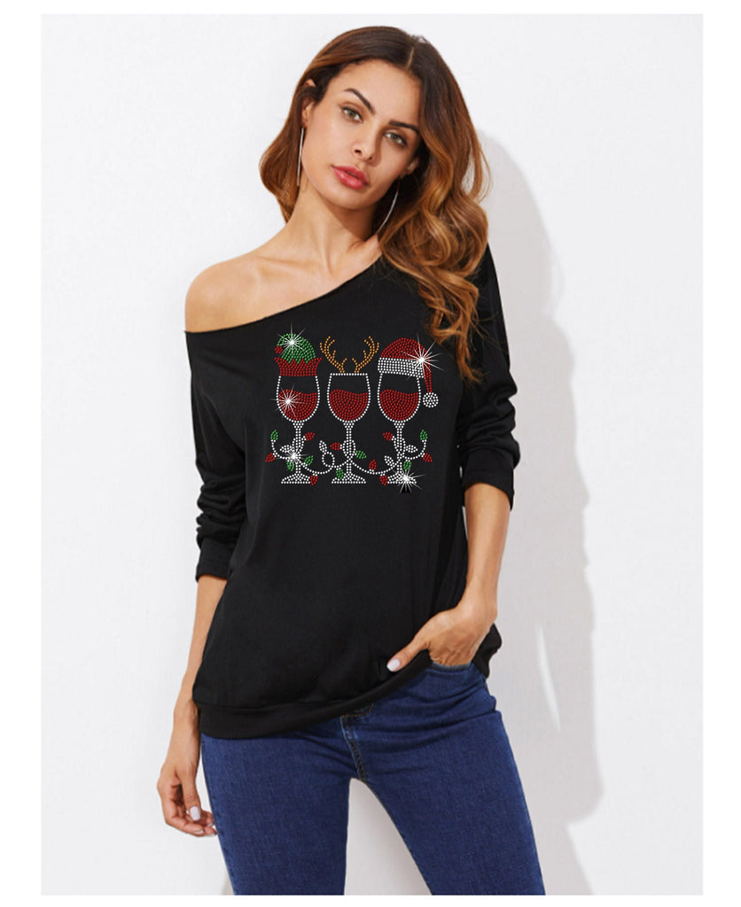 Christmas Elf Deer Santa Wine Bling Shirt, Christmas Wine Bling Shirt, Christmas