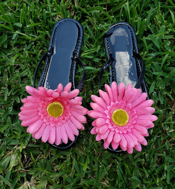 pink daisy sandals Sunflower slippers/Women's slippers/ Sunflowers sandals/Sunfl