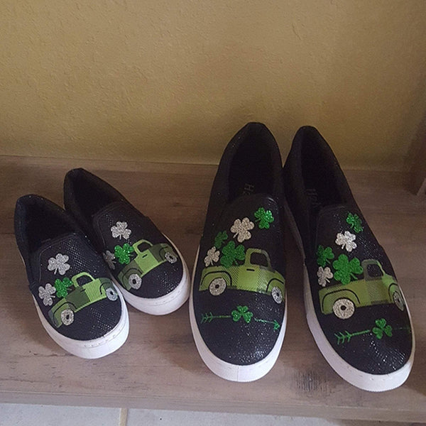 St.packrick day truck slip on shoes/a mother-daughter couple shoes