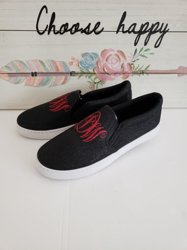 Monogram shoes /Monogram Walking Slip on youth size /  sneaker for womens /monog