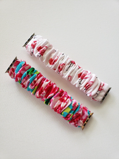 Scrunchie Elastic Watch Straps Band/ Pink Rose Apple Watch Band