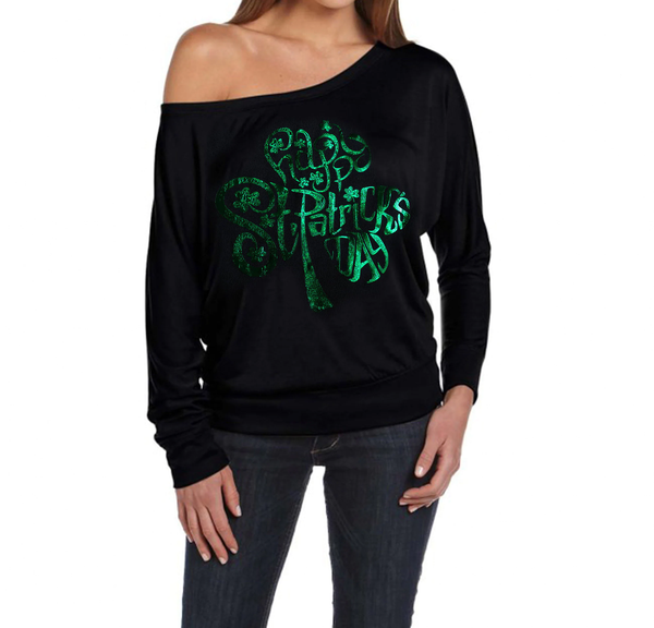 ST.Patrick's Day off shoulder shirt/