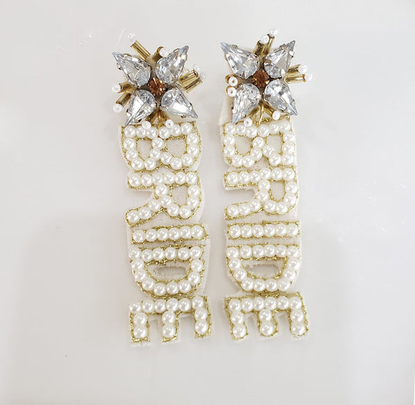 Bride Pearl Rhinestone Earrings/Bride Earrings , Bridal Shower Engagement Party,