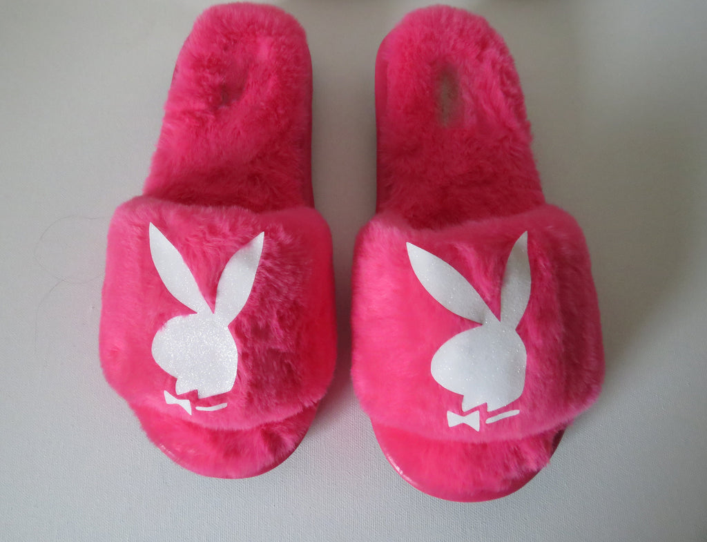 BUNNY Fur slide /BUNNY  furry shoes  rainbow slide shoes