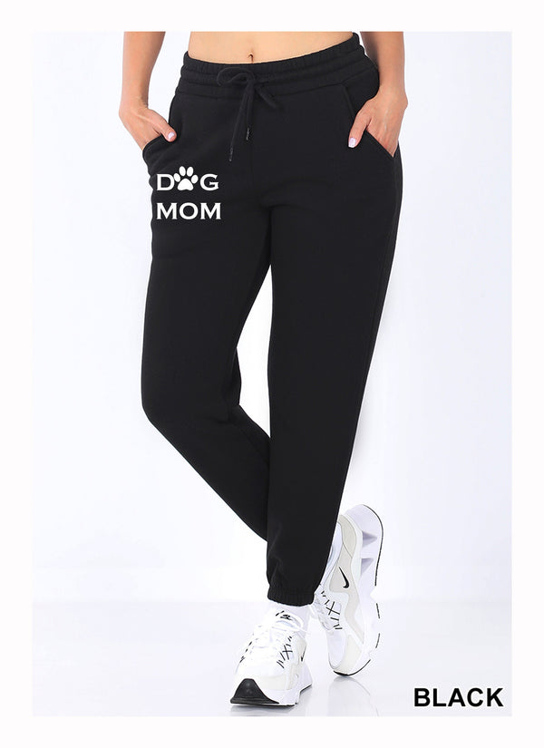dog mom Jogger sweatpants elastic waistband with side pocket /