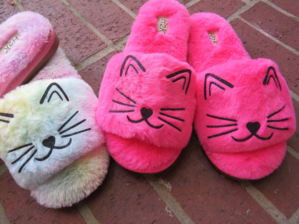 Cat mom Fur slide /C at mom  furry shoes  rainbow slide shoes/pink furry slide