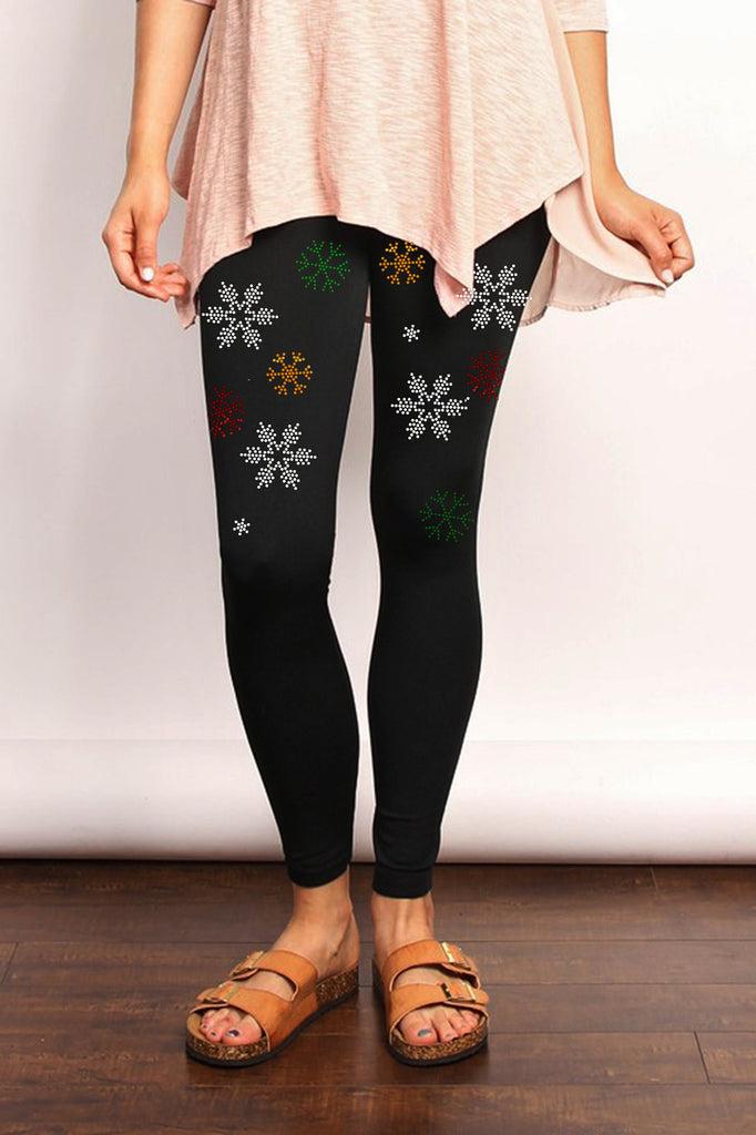 Christmas Leggings / Snowflakes  Leggings / Rhinestone bling Leggings / Holiday