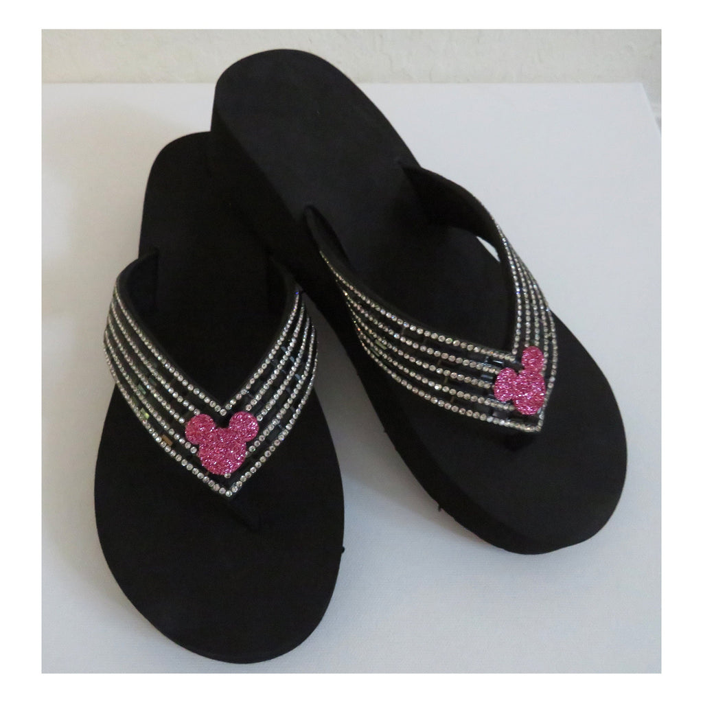 Glitter n Rhinestone Mouse Shoes Slippers/Bling Rhinestone Sandals/Women Flip Flop shoes