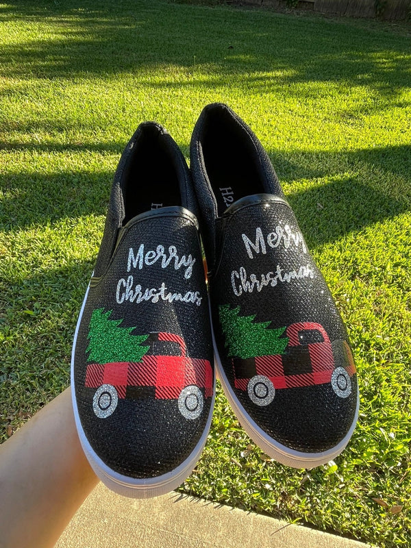 Buffalo plaid Truck  Slip-On Shoes/ Buffalo plaid Truck Shoes