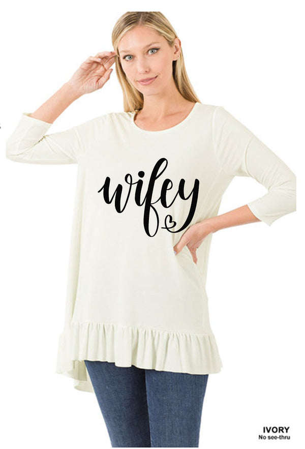 wifey shirt/ wifey ruffle top dress