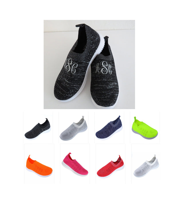 Monogram shoes /Monogram Walking Slip on youth size /  sneaker for womens /monog