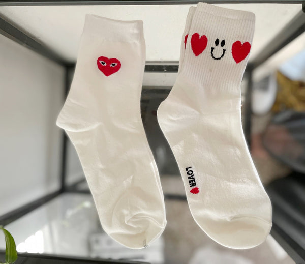 Heart Point Socks, Women Socks, Unisex Socks, Casual Socks, Cotton Socks, Soft S