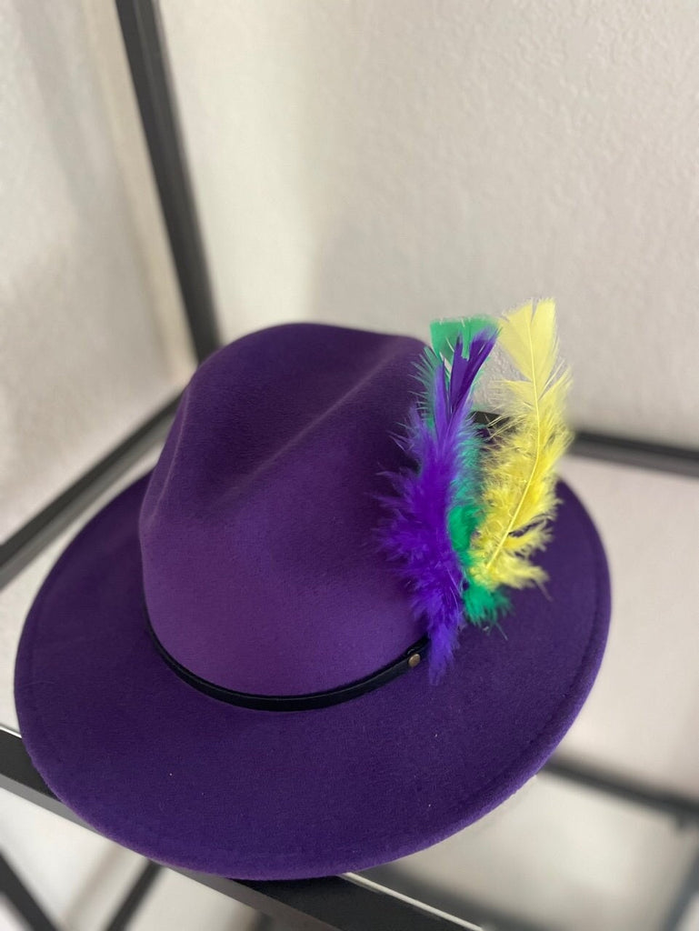 Mardi gras  Feather hat,Felt Rancher Panama Hat