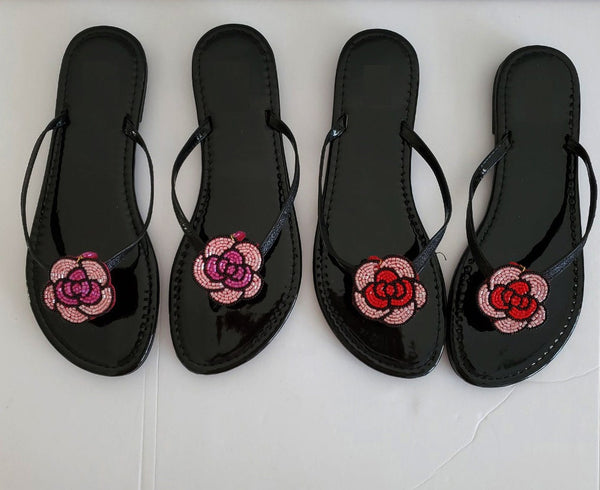 Women's slippers/  beads sandals/Sunflowers Casual Flat Thong Flip Flops Sandals