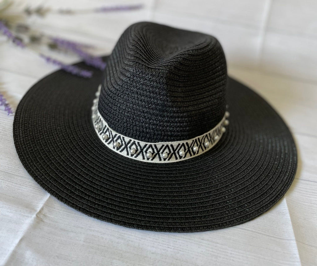 Fedora Hat with Pearl Summer Panama | Beach Sun Hat | Tan Trendy Pearl | Fedora Women | Floppy Hat | Gift for Her