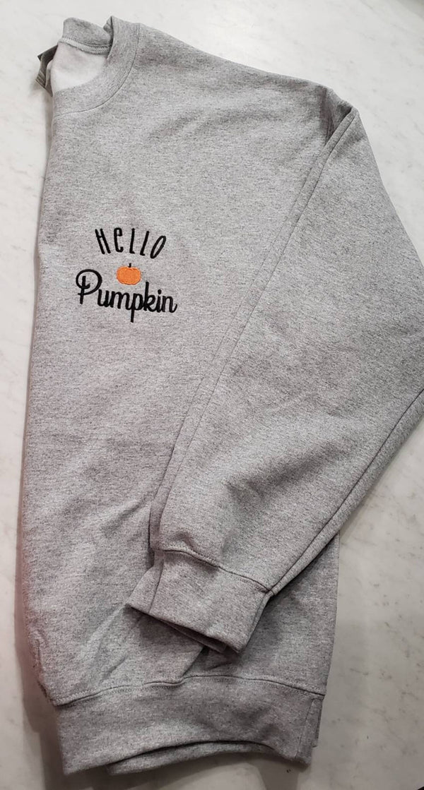 Hello Pumpkin Sweatshirt, Embroidered Autumn Shirt, Embroidered Shirt, Pumpkin Spice, Happy Fall Y'All, Thanksgiving Shirt, Fall Sweatshirt