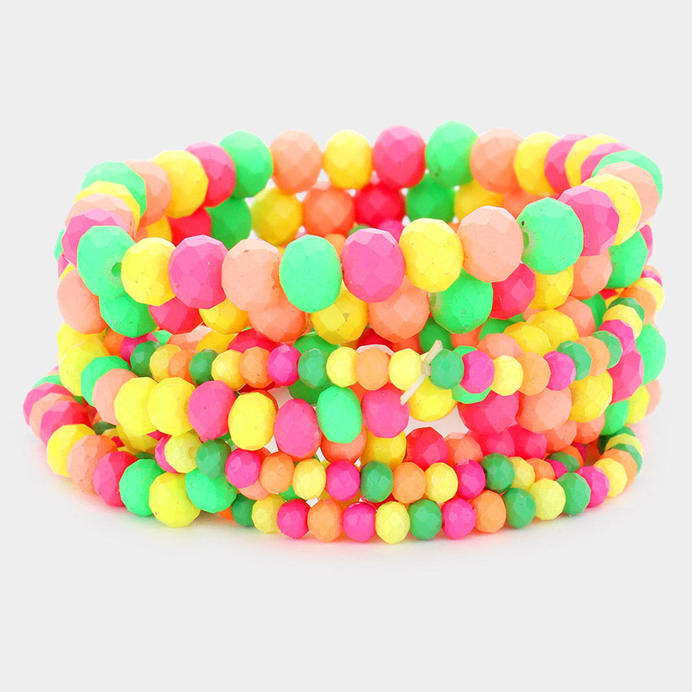 Multi, Neon Bead Stretch Bracelets