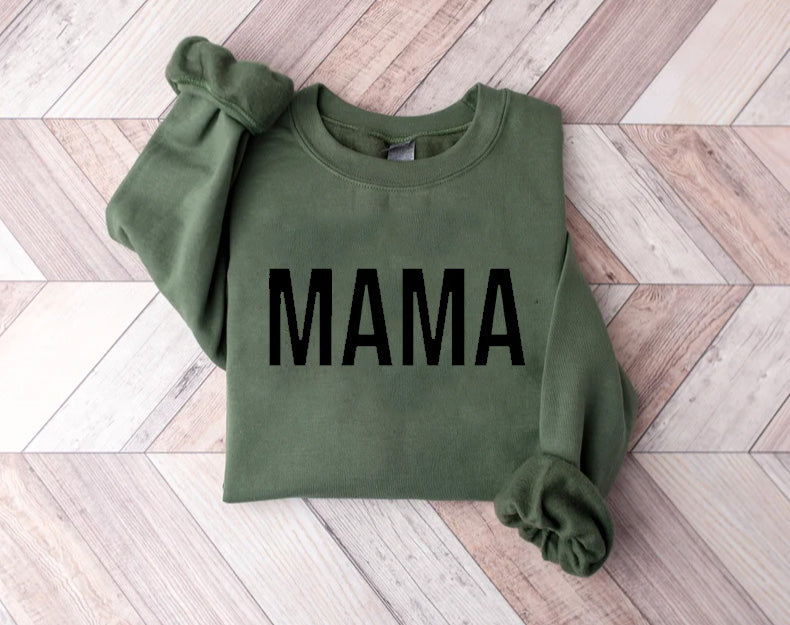mama Military Green Sweatshirt / ﻿MAMA Crewneck Sweatshirt
