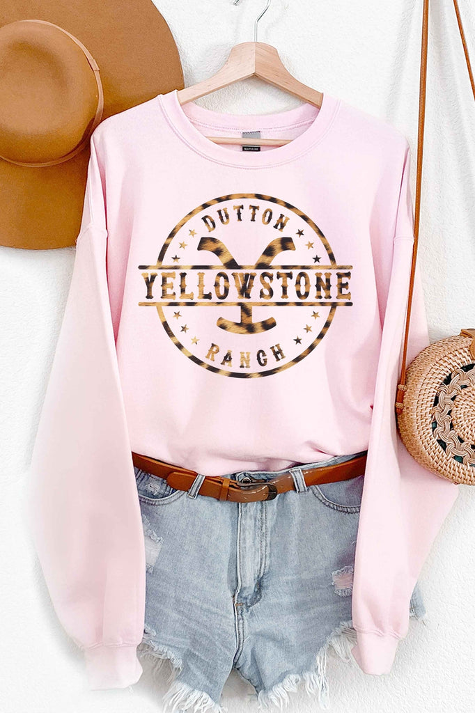 LEOPARD YELLOWSTONE SWEATSHIRT/ Yelloestone ﻿Crewneck Sweatshirt-PLUS