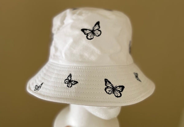 Butterfly embroidery hat, Embroidery daisy hat, mother gifts, mom cap, Butterfly embroidery Bucket Hat