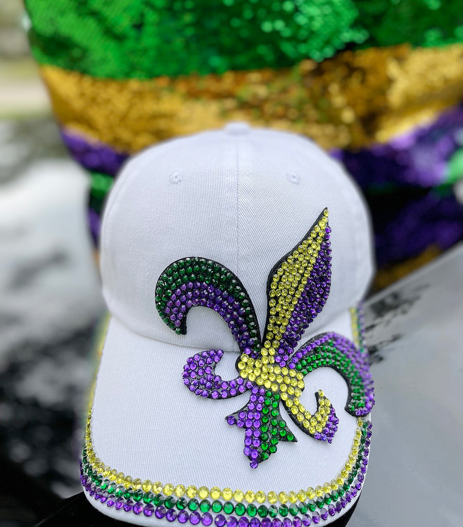 Mardi Gras Hat, Cap, Baseball, Mardi Gras, New Orleans,   Bling, Rh