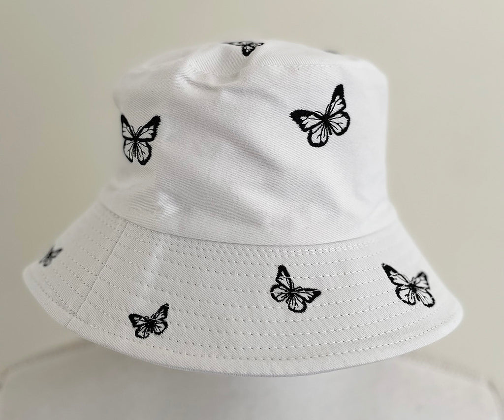 Butterfly embroidery hat, Embroidery daisy hat, mother gifts, mom cap, Butterfly embroidery Bucket Hat