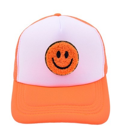 Chenille Smiley face  fun trucker hat