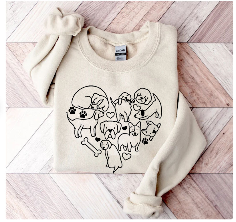 Dog Doodle Heart Sweatshirt, Mom Sweater, Mama Sweater, Crewneck Sweater, Gift for Her/