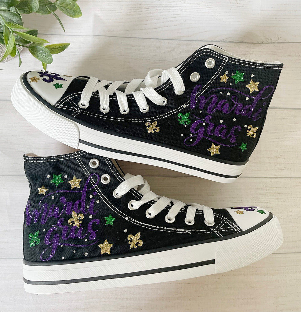 Mardi gras High Top Canvas Sneakers /Personalized sneakers , New Orleans